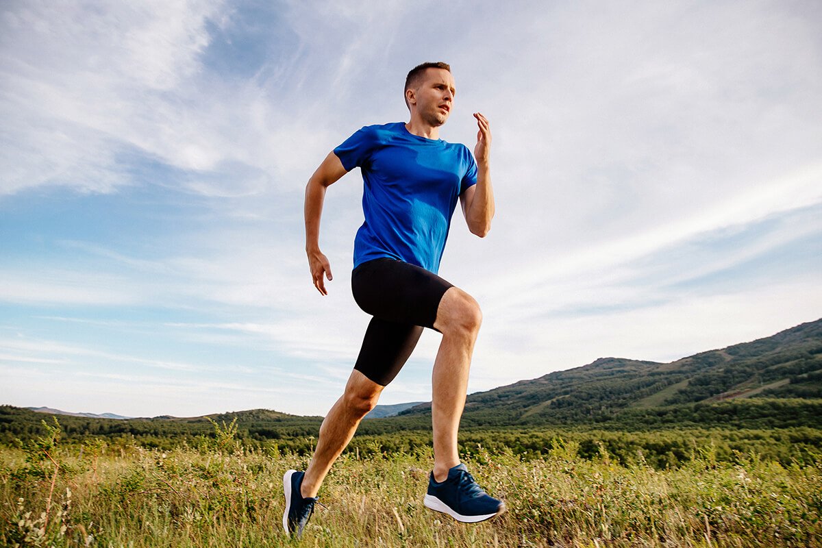 Sporty man runner running